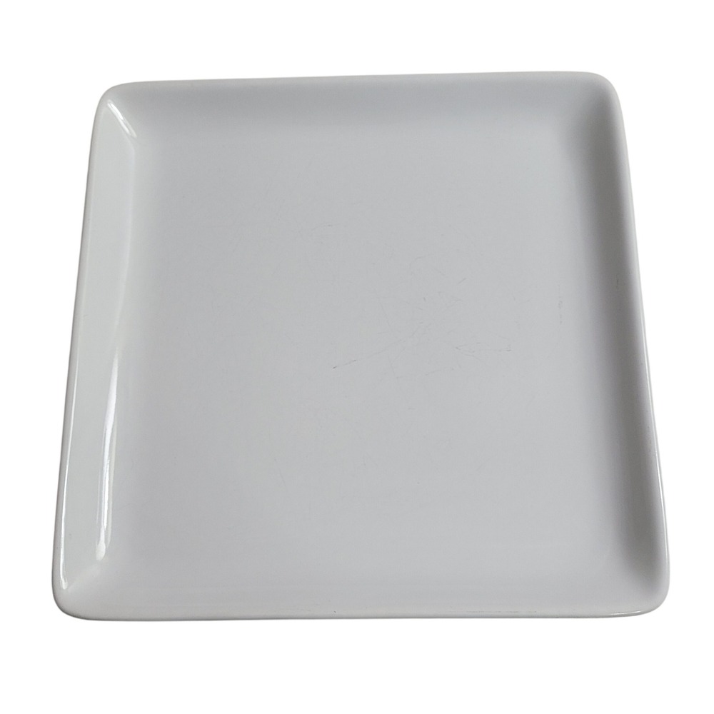 Pampered Chef Simple Additions Square Platter White Ceramic 10.25" Good